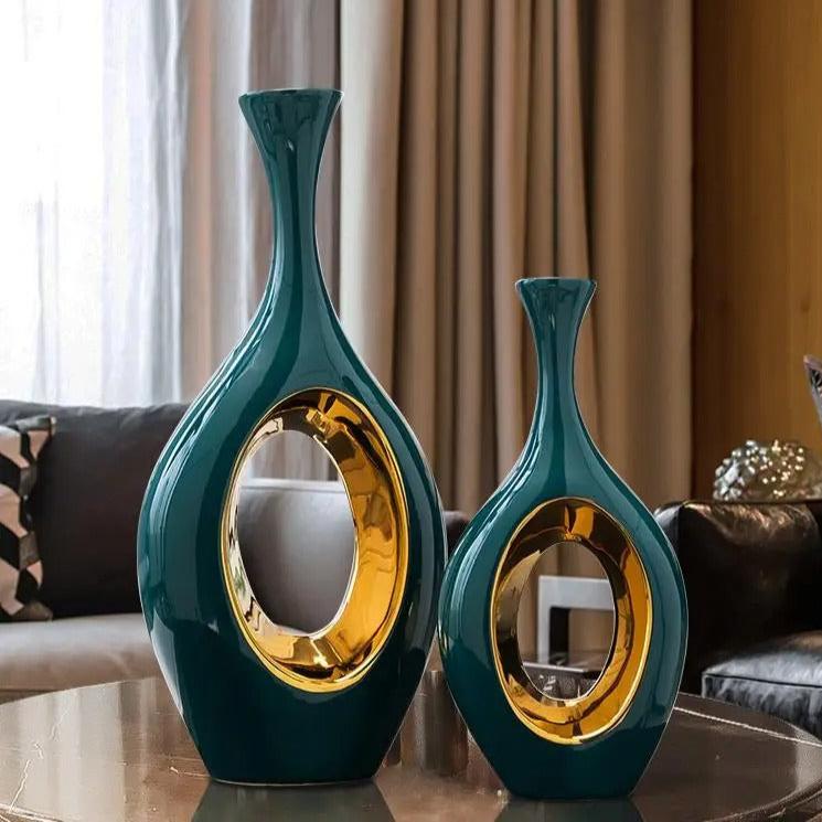 Golden Hollow Ceramic Vase